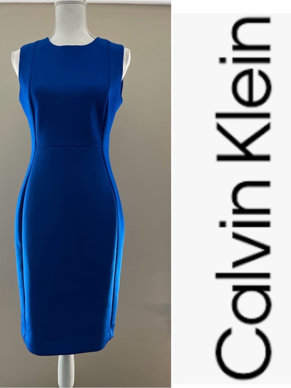 EUC Calvin Klein colbolt/electric blue sleeveless scuba dress size 8